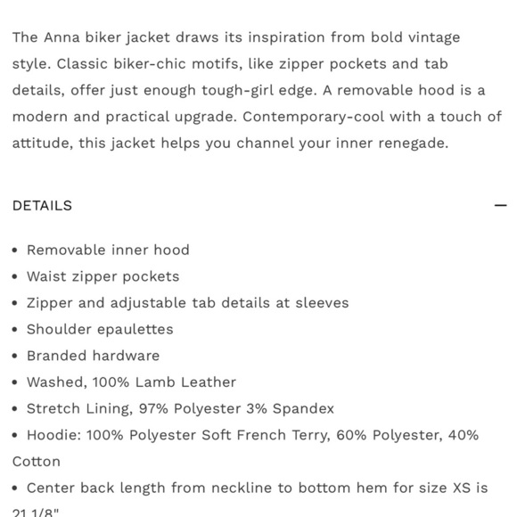 Lamarque ANNA LEATHER BIKER black JACKET Gray Hoodie lambskin ladies medium - Picture 6 of 11